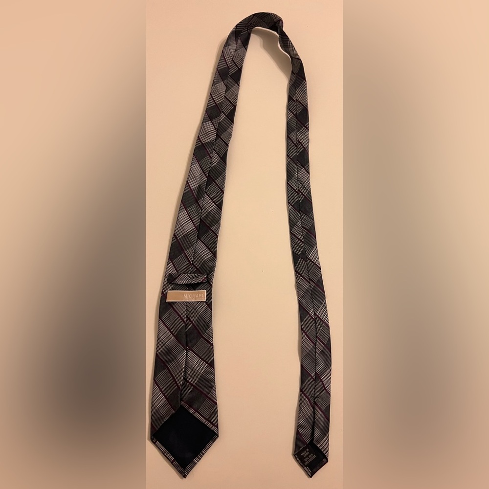Michael Kors Black and Gray Checkered Tie